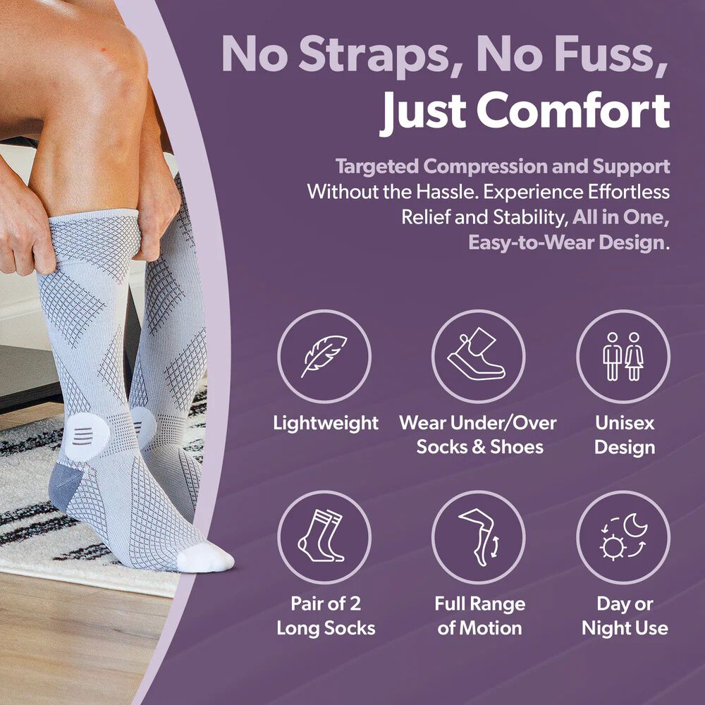 Closed Tall Knee High Compression Socks, GRAY, alternate image number 6