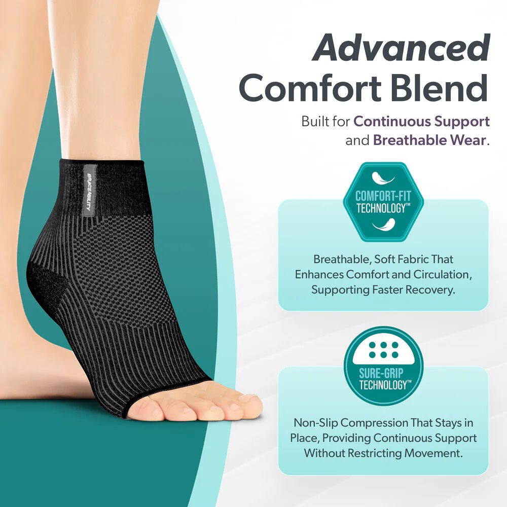 Comfort Ankle Compression Sleeve, BLACK, alternate image number 4