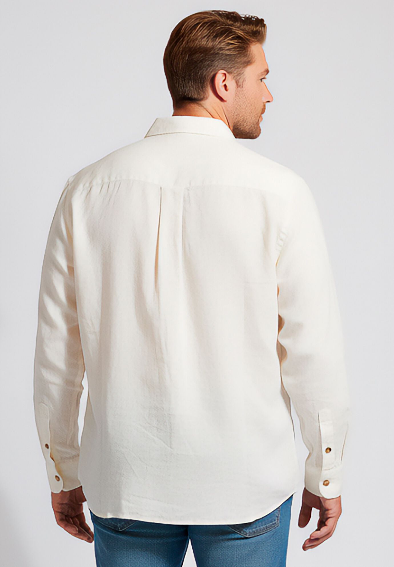  Long Sleeve Linen Shirt, WHITE, alternate image number 3