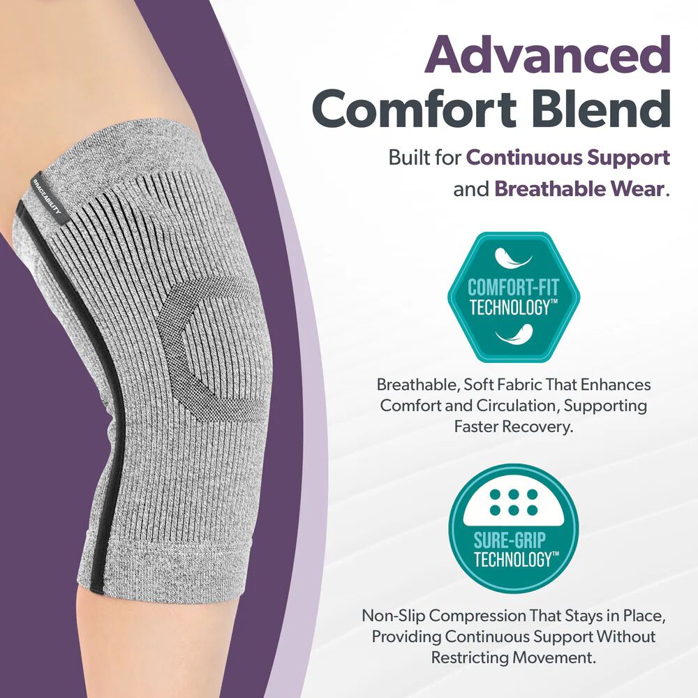 Comfort Knee Compression Sleeve, GRAY, alternate image number 4