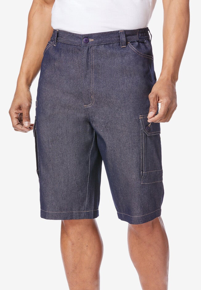 Lightweight Comfort Denim Cargo Jean Shorts, RIGID WASH, hi-res image number null