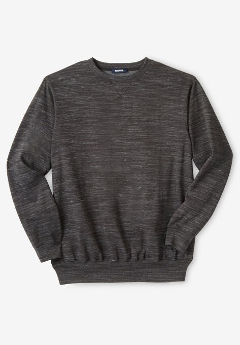 Fleece Crewneck Sweatshirt, BLACK WHITE HEATHER, hi-res image number null