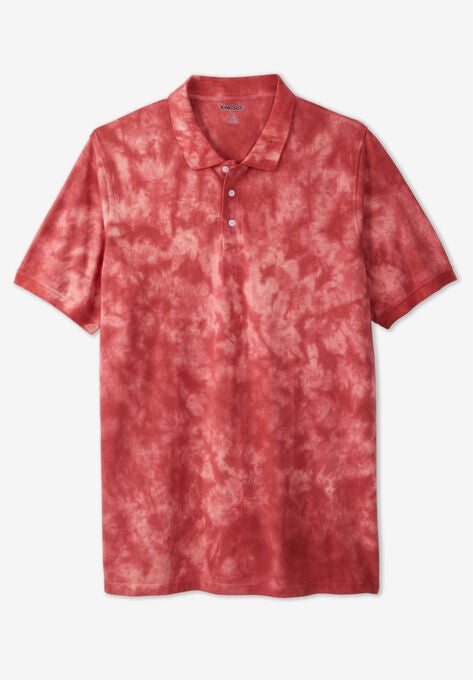 Longer-Length Piqué Polo Shirt, DARK SALMON MARBLE, hi-res image number null