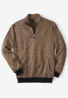 Quarter Zip Sweater Fleece, BROWN MARL, hi-res image number 0