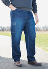 Relaxed Fit Cargo Denim Sweatpants, , alternate image number null