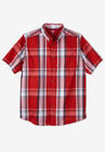 Short Sleeve Wrinkle Resistant Sport Shirt, BRICK RED PLAID, hi-res image number null