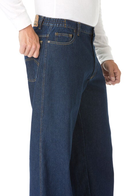 LIBERTY BLUES™ SIDE-ELASTIC WIDE LEG 5 POCKET JEANS, , alternate image number null