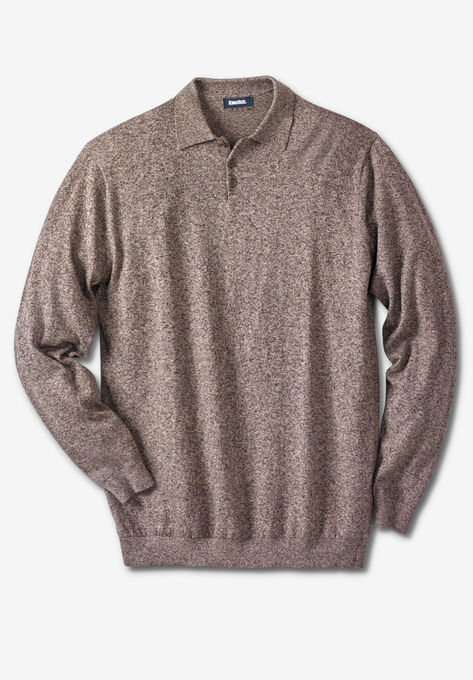Lightweight Polo Sweater, HEATHER BROWN, hi-res image number null