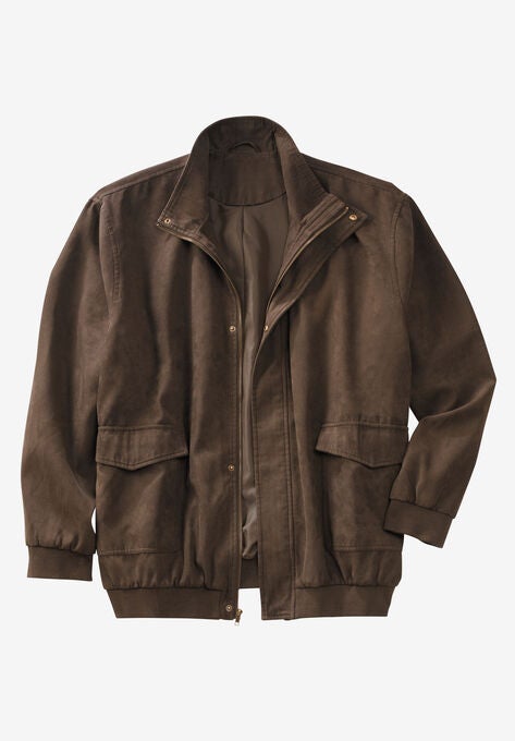 Microsuede Bomber Jacket, DARK BROWN, hi-res image number null