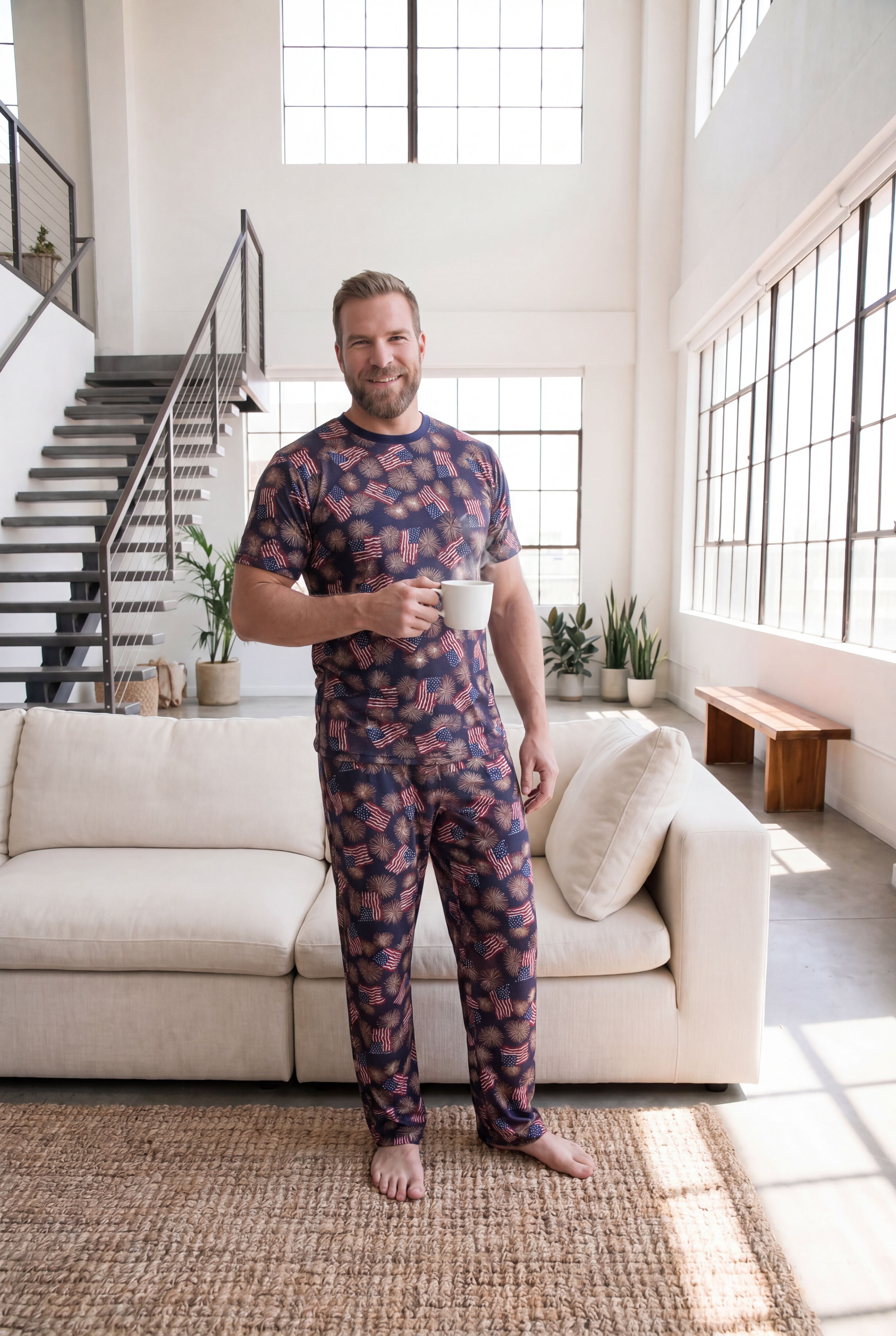 Lightweight Cotton Novelty PJ Set, FIREWORKS, alternate image number 4