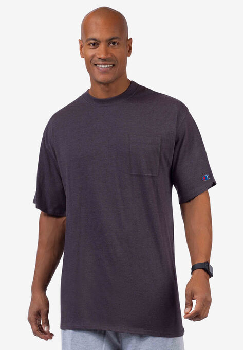 Champion® Short-Sleeve Pocket Cotton Tee, HEATHER CHARCOAL, hi-res image number null