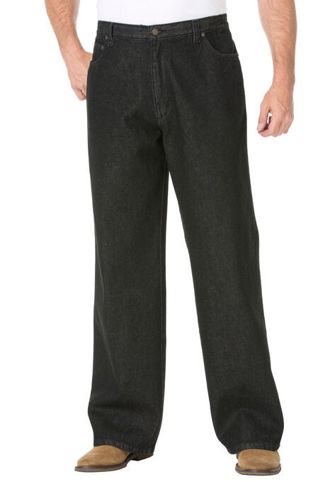 LIBERTY BLUES™ SIDE-ELASTIC WIDE LEG 5 POCKET JEANS, BLACK DENIM, hi-res image number null