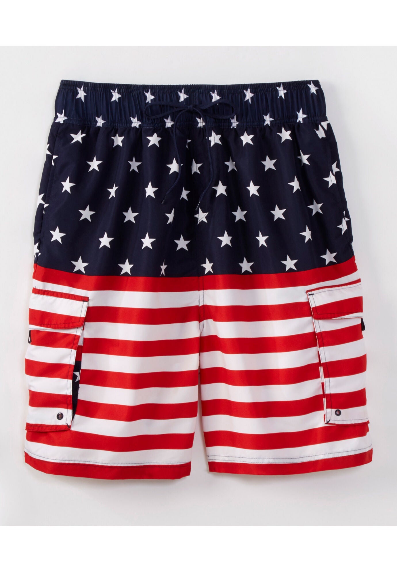 8 inches Printed Cargo Swim Trunks, STARS AND STRIPES, alternate image number 3