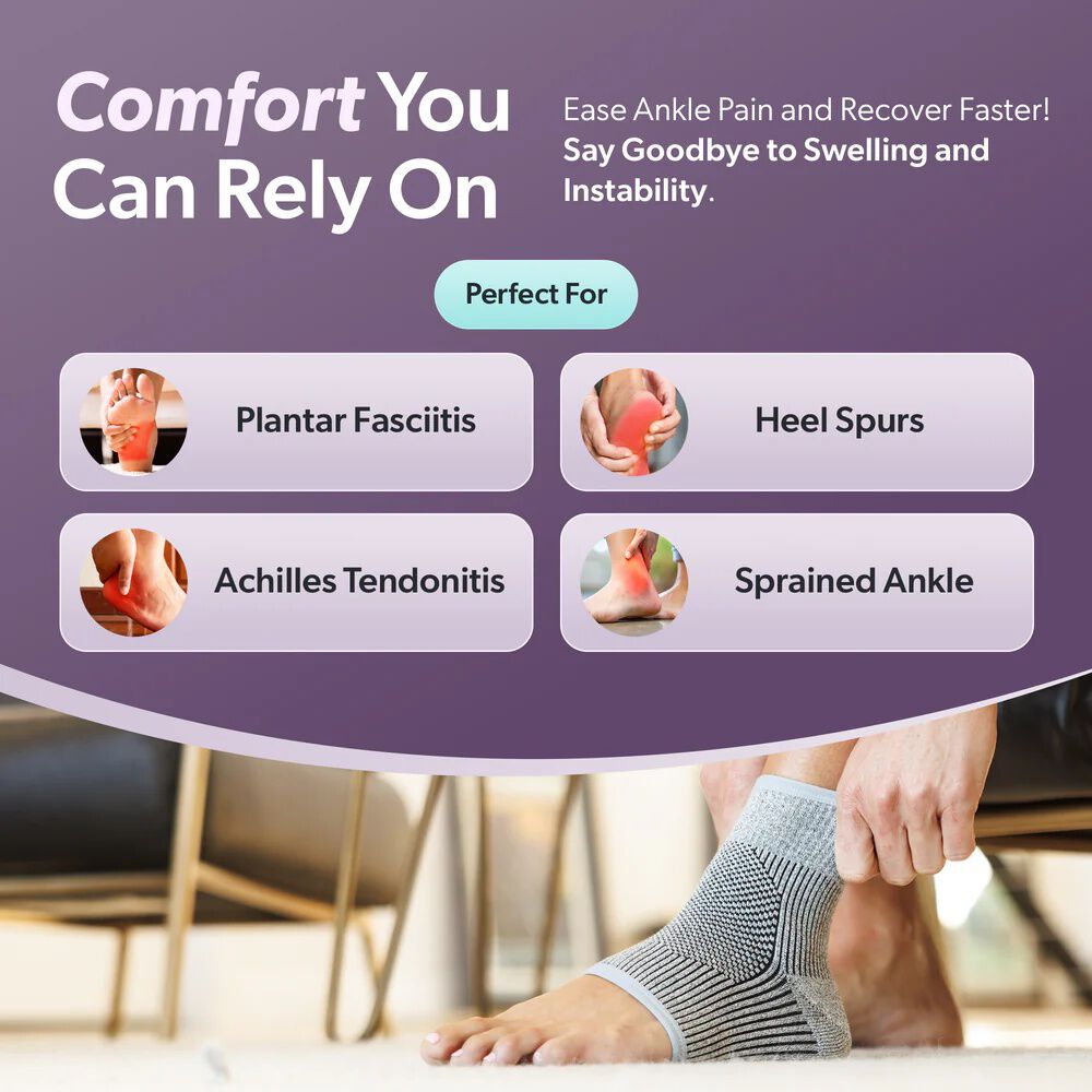 Comfort Ankle Compression Sleeve, GRAY, alternate image number 3