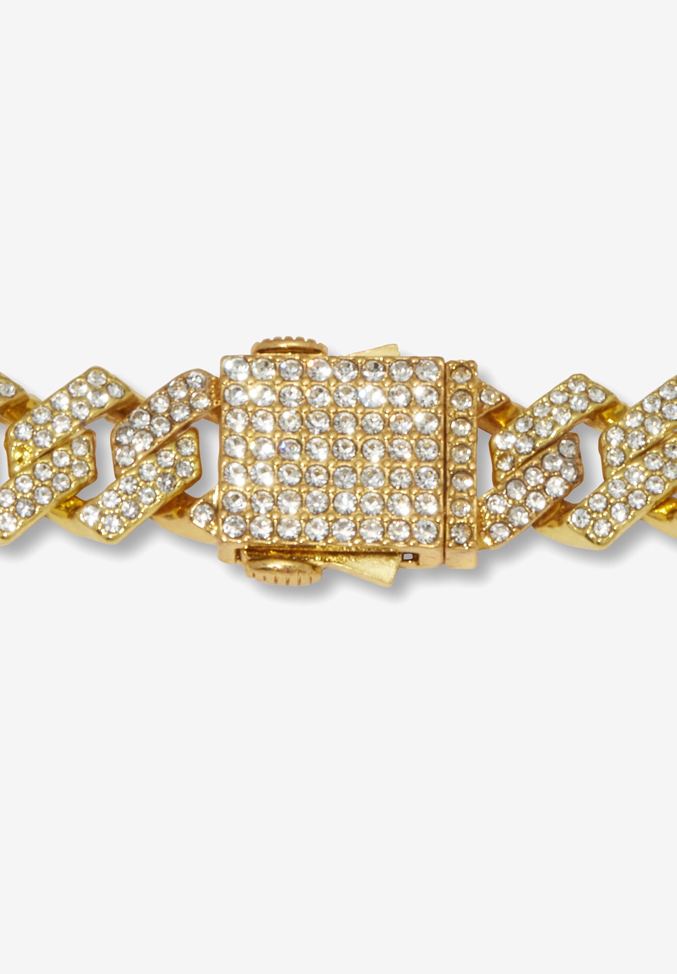 Round Crystal Goldtone Link Necklace 24-Inch, , on-hover image number 1