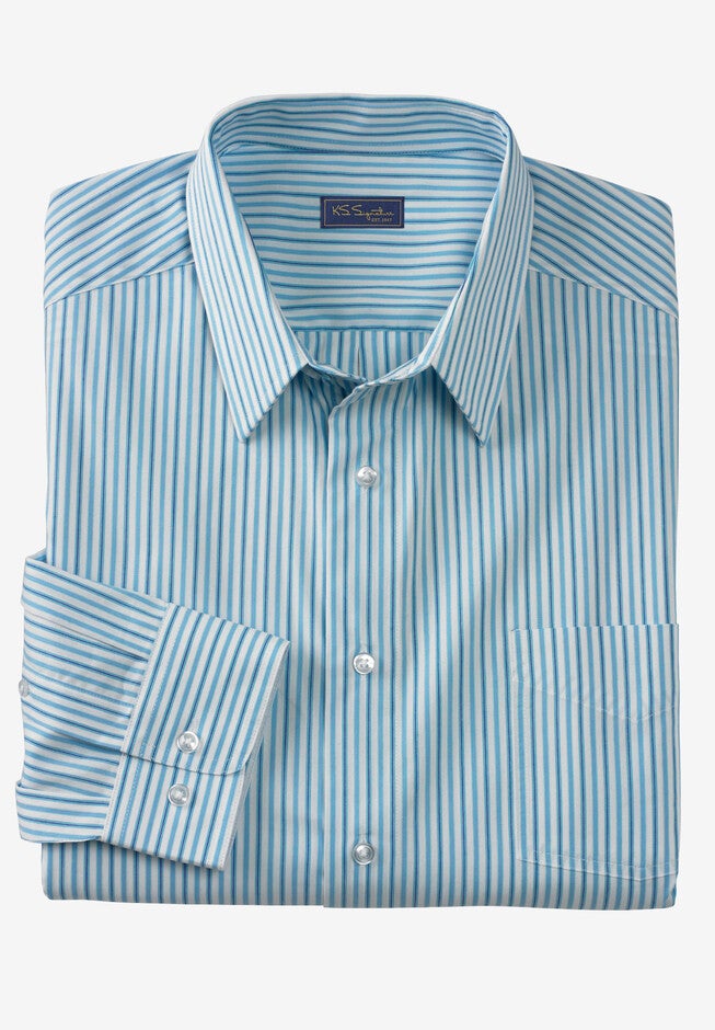 Signature Fit Long-Sleeve Broadcloth Dress Shirt, COOL BLUE STRIPE, hi-res image number null