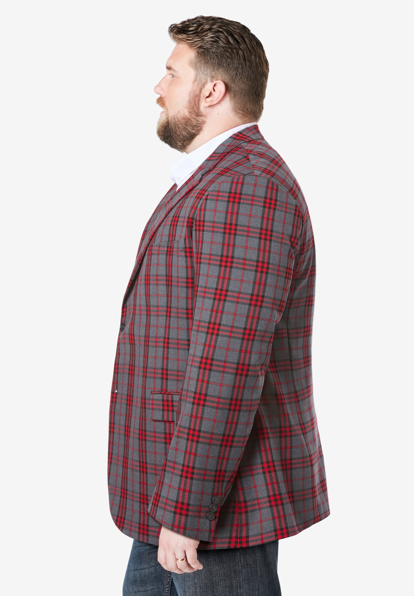 2-Button Classic Blazer, RED PLAID, alternate image number 2