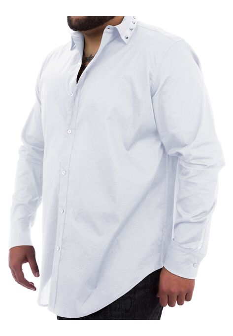 MVP Collections® Spike Collar Button-Down Shirt, CRYSTAL WHITE, hi-res image number null