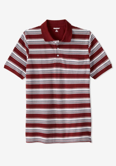 Liberty Blues™ Longer-Length Shrink-Less™ Piqué Polo, RICH BURGUNDY GROUND MULTI STRIPE, hi-res image number null