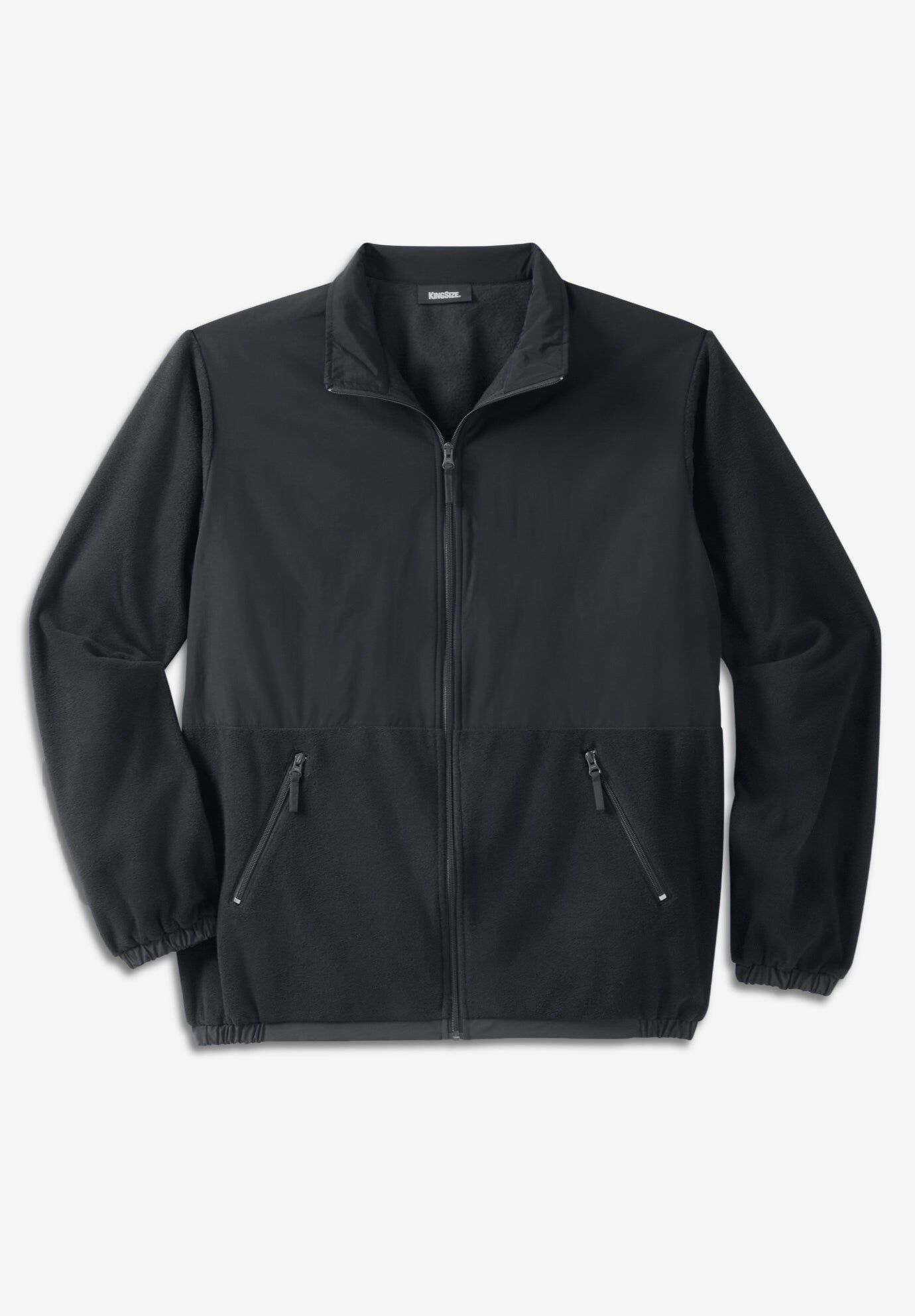 Explorer Plush Fleece Full-Zip Fleece Jacket with Colorblocked Panel, BLACK BLACK, hi-res image number 0
