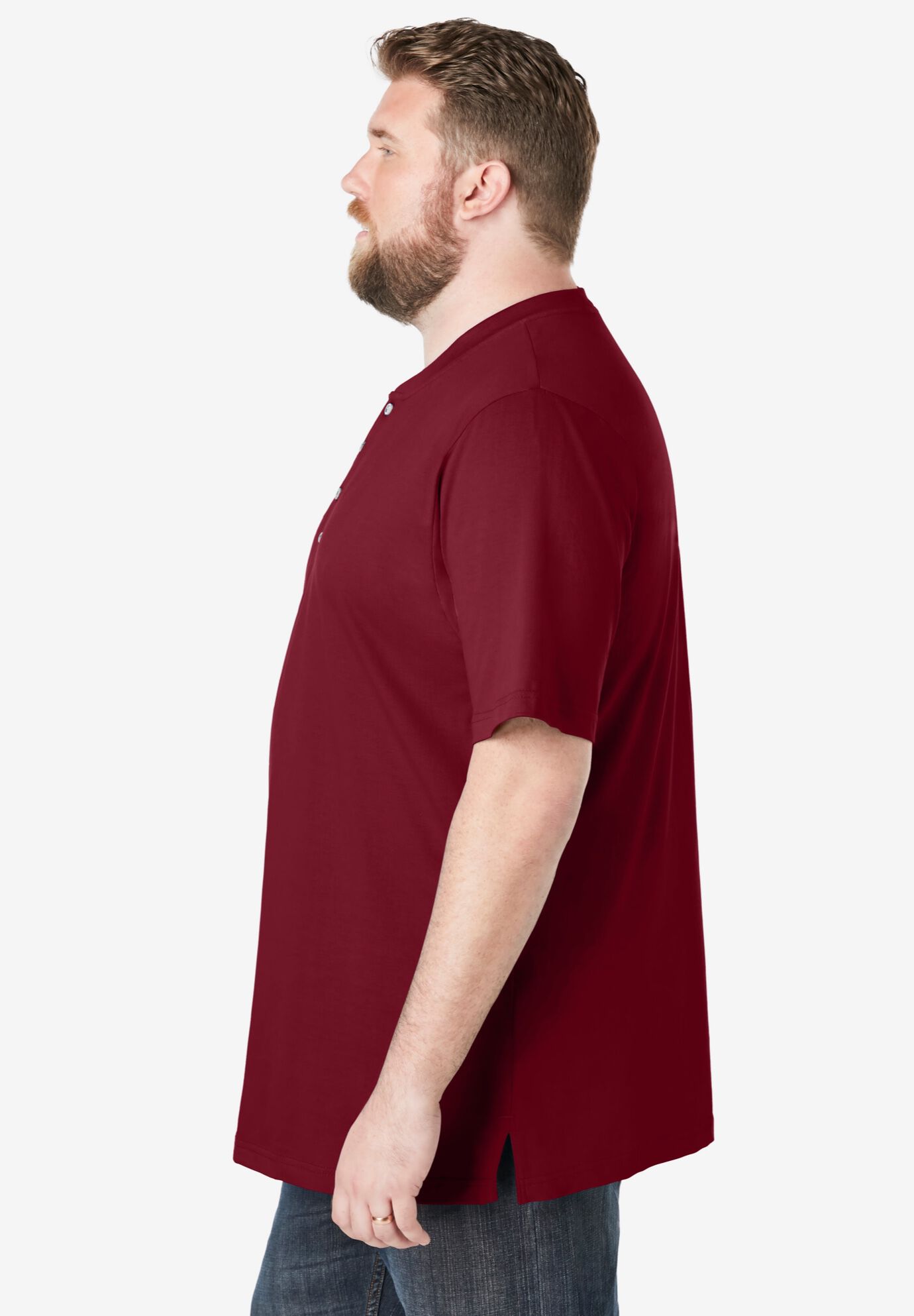 Shrink-Less&trade; Lightweight Henley T-Shirt, RICH BURGUNDY, alternate image number 3