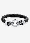 Stainless Steel Double Skull Bangle Bracelet 9", STAINLESS STEEL, hi-res image number null
