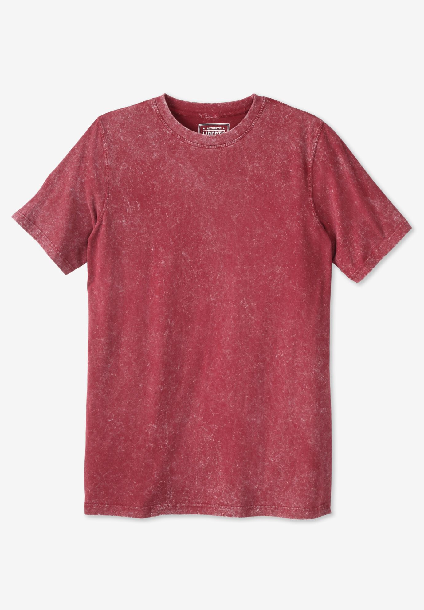 Longer-Length Vintage Shrink-Less Crewneck Tee, VINTAGE RICH BURGUNDY, hi-res image number 0