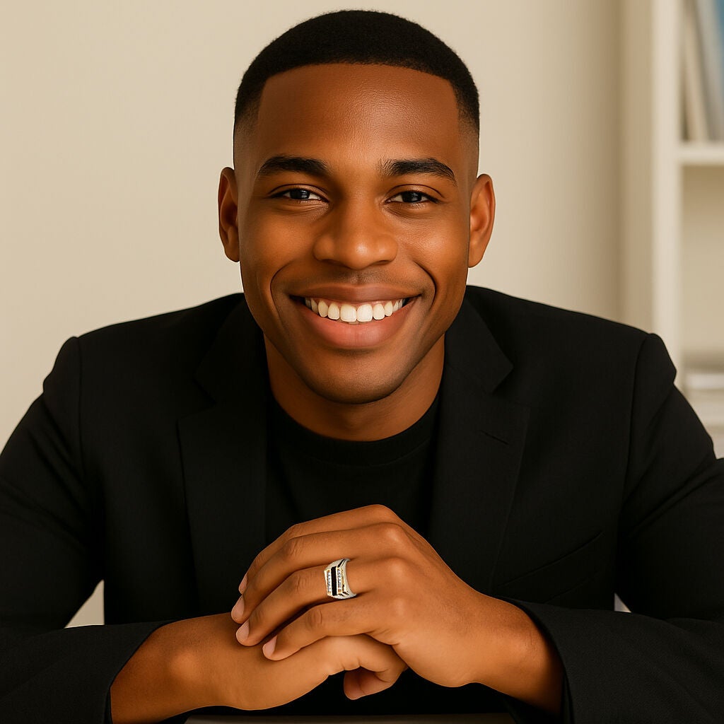 Men&#39;s Emerald-Cut Genuine Onyx Crystal Accent Gold-Plated Classic Ring, BLACK, alternate image number 2