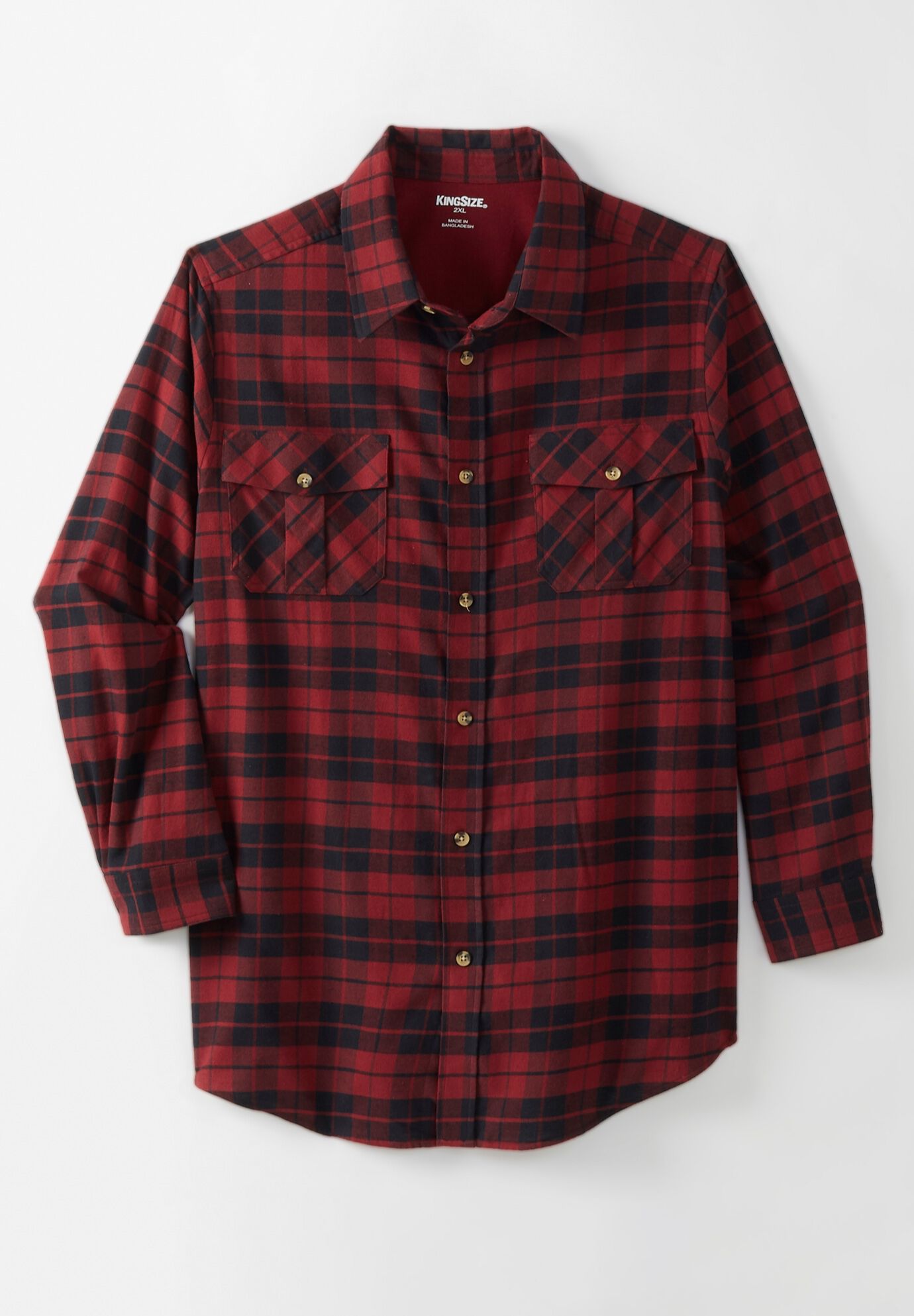 Signature Plaid Flannel Shirt, RICH BURGUNDY PLAID, alternate image number 2