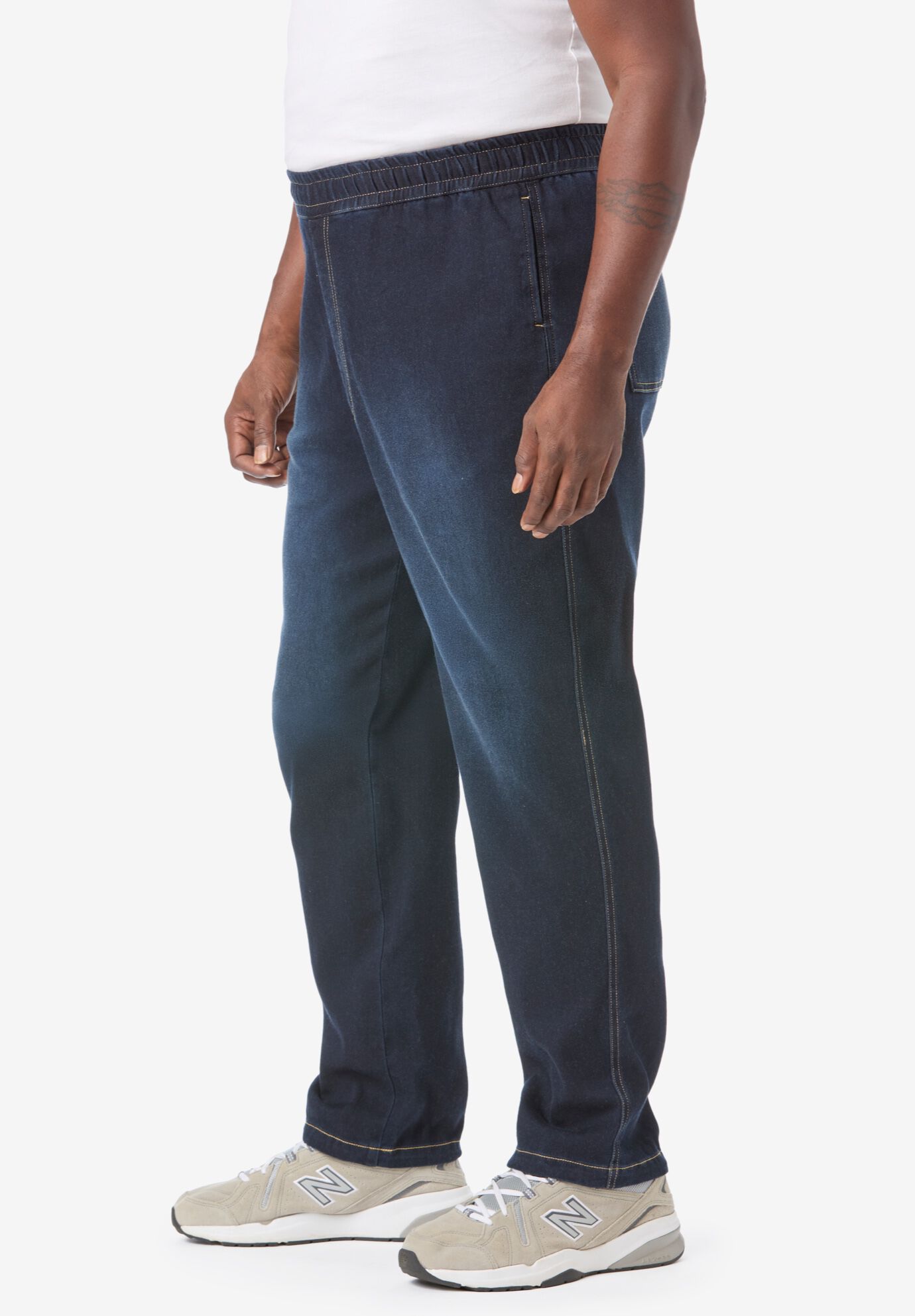 Pull-on Adjustable Denim Sweats, INDIGO, alternate image number 3