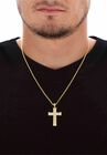 Yellow Gold Plated Cubic Zirconia Studded Cross Pendant with 24" Chain, , alternate image number null