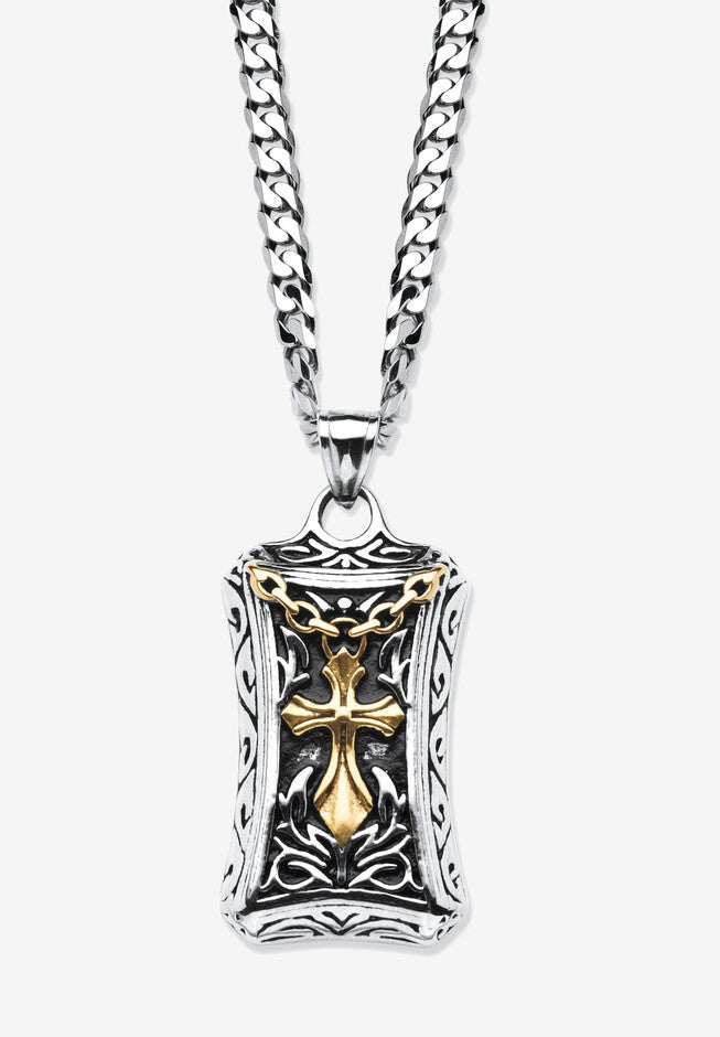 Cross Pendant Necklace, STAINLESS STEEL, hi-res image number null