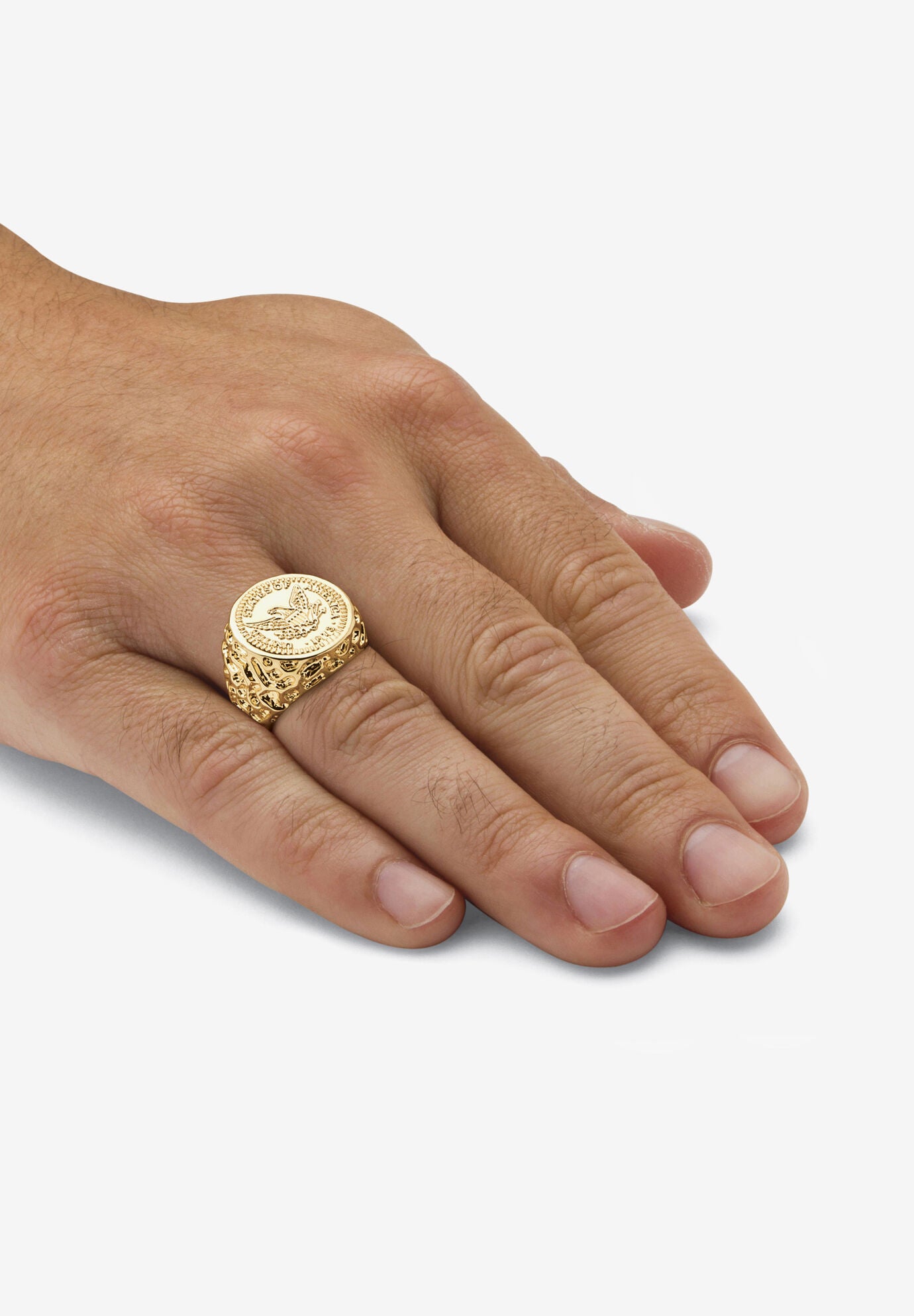 Men'S Gold-Plated American Eagle Coin Replica Nugget-Style Ring, , alternate image number 2