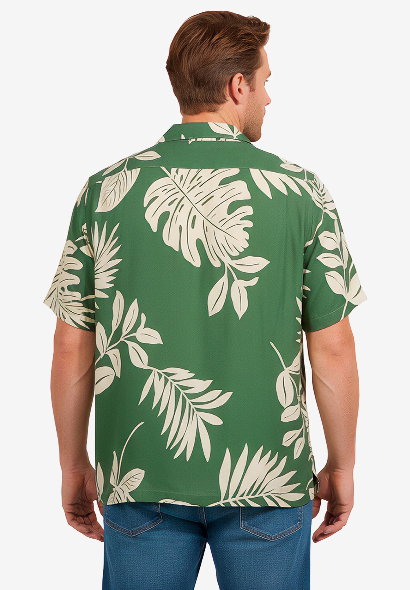 Printed Camp Shirt, GREEN LEAF, alternate image number 4