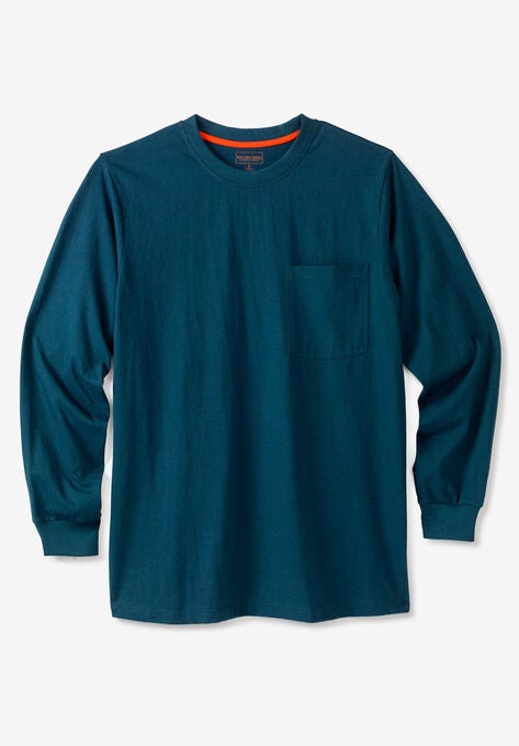 Boulder Creek® Heavyweight Crewneck Long-Sleeve Pocket T-Shirt, MIDNIGHT TEAL, hi-res image number null