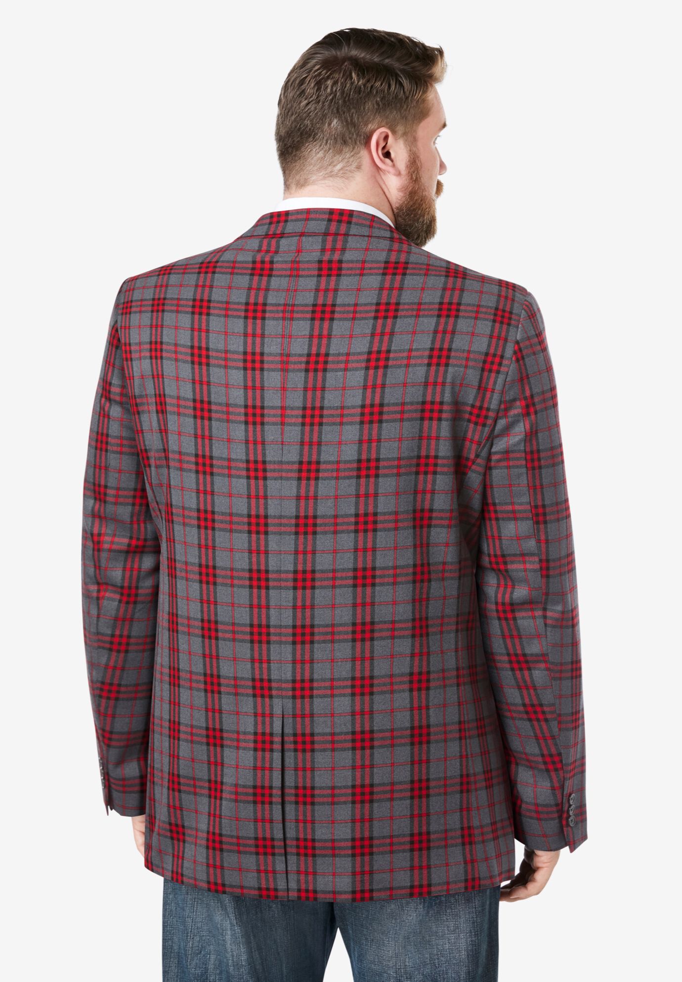 2-Button Classic Blazer, RED PLAID, on-hover image number 1