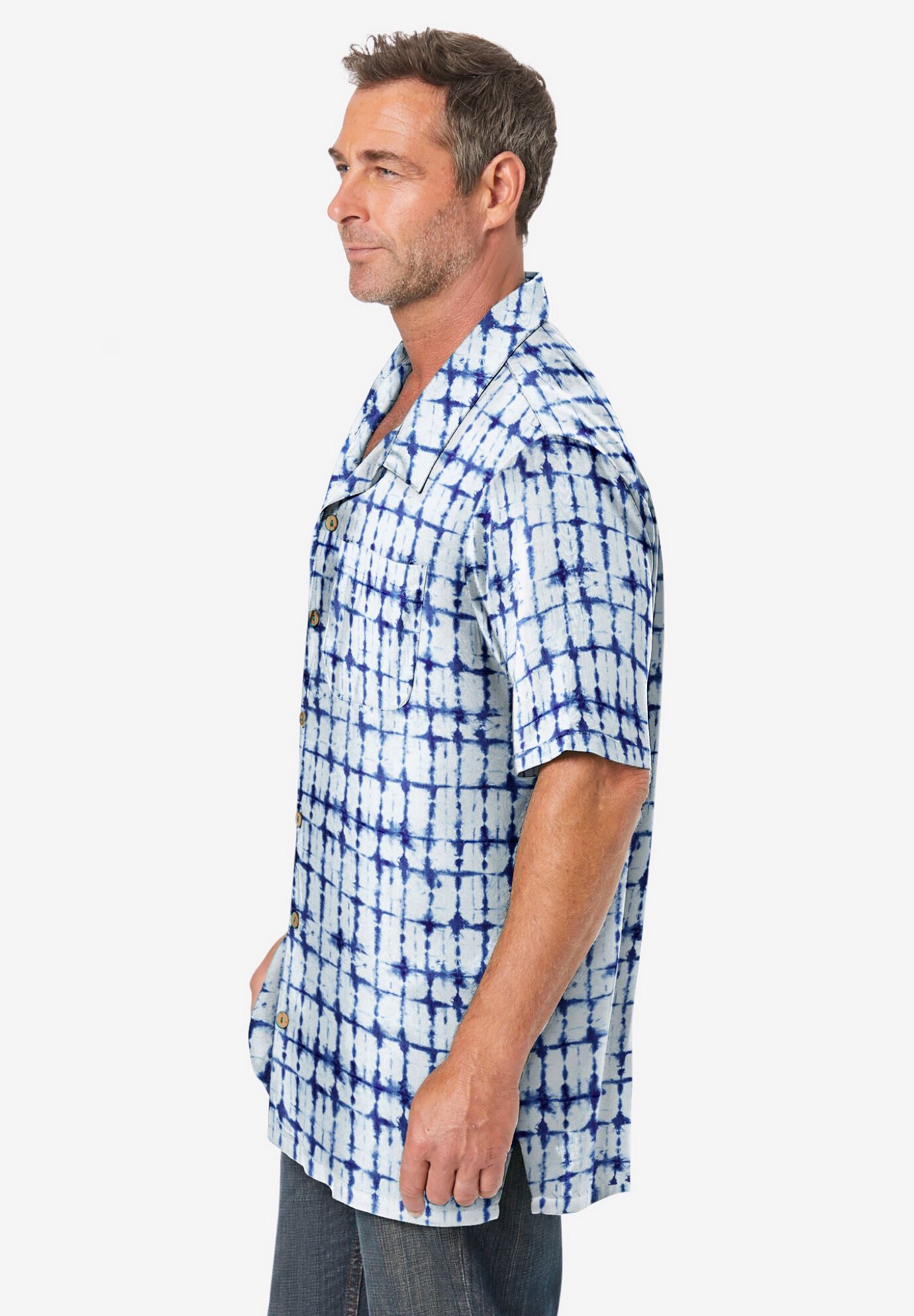Printed Camp Shirt, BLUE STRIPE TIE DYE, alternate image number 3