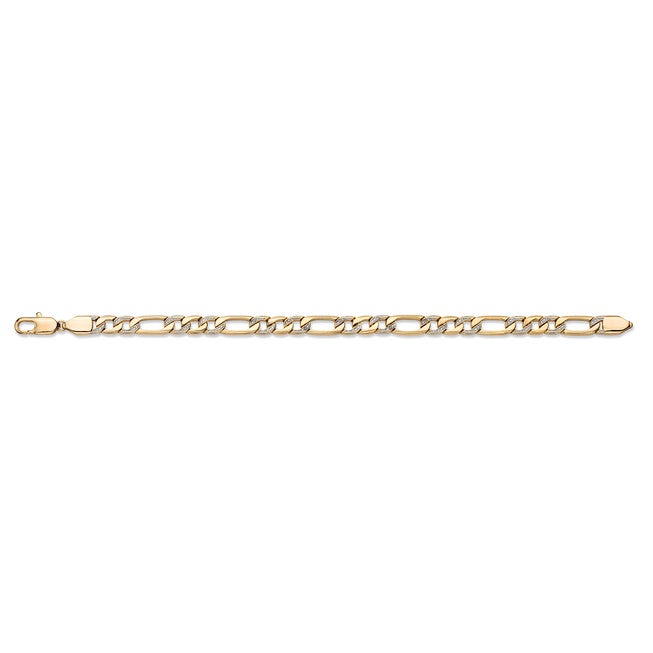 Men's Diamond Accent Pave-Style Gold-Plated Figaro-Link Bracelet 8.5 inches, WHITE, alternate image number 3