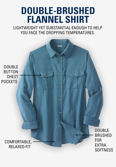 Solid Double-Brushed Flannel Shirt, , alternate image number null