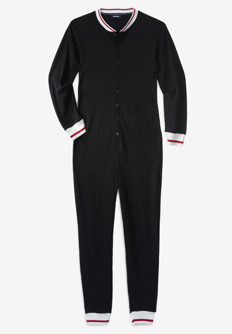 Waffle Thermal Union Suit, BLACK, hi-res image number null