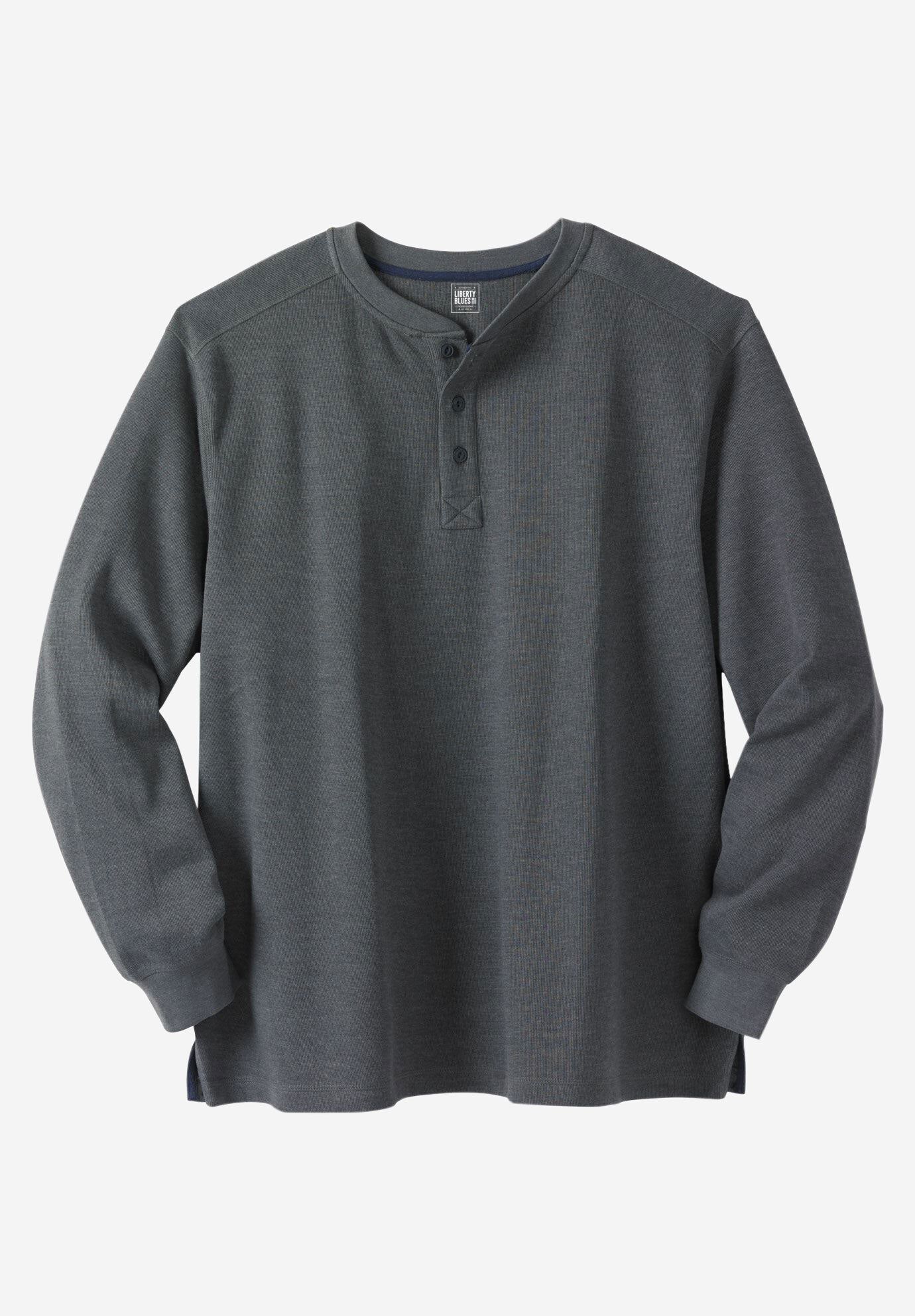 Ribbed Knit Henley, HEATHER SLATE, hi-res image number 0