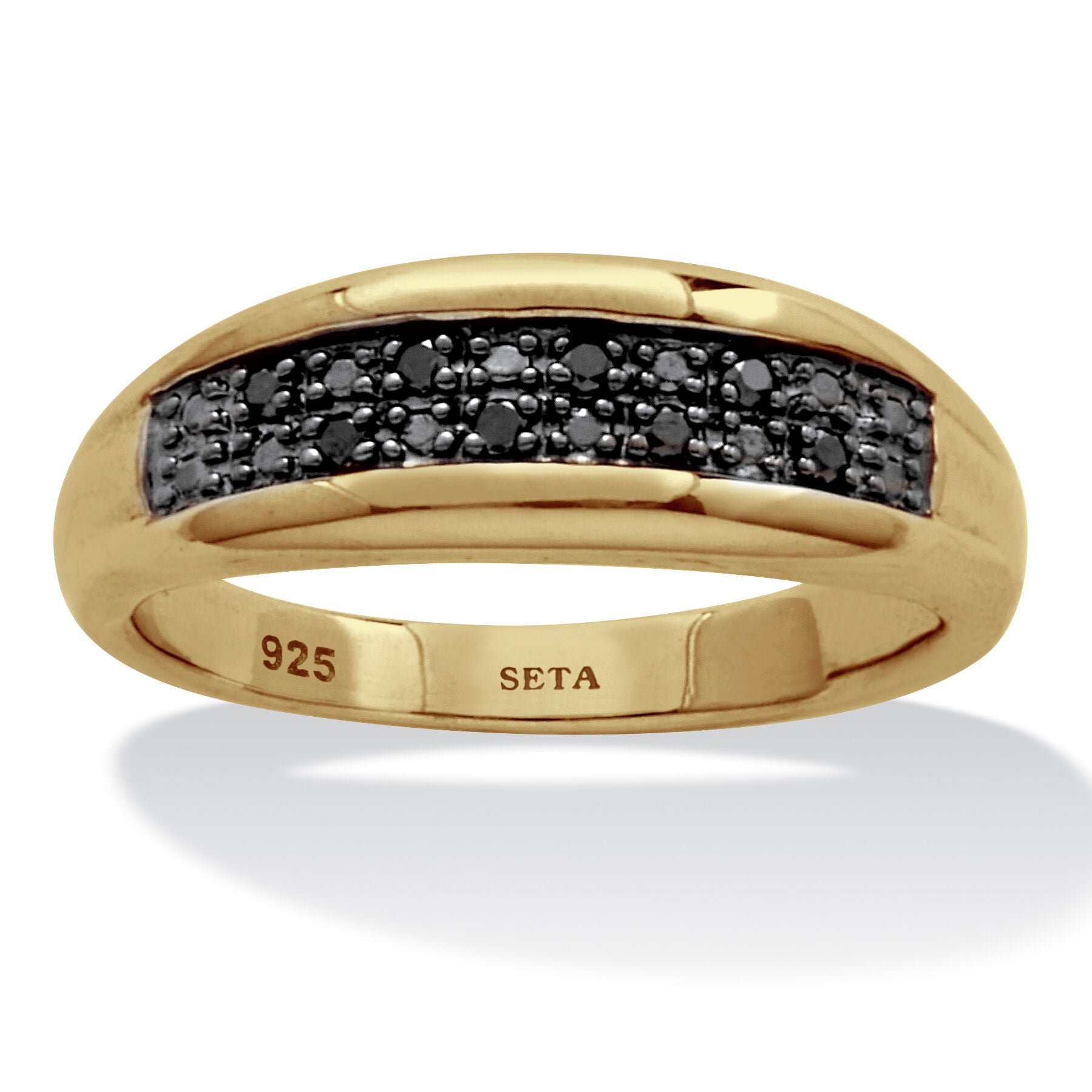 Men's .12 TCW Gold Over Sterling Silver Black Diamond Ring, BLACK, hi-res image number 0