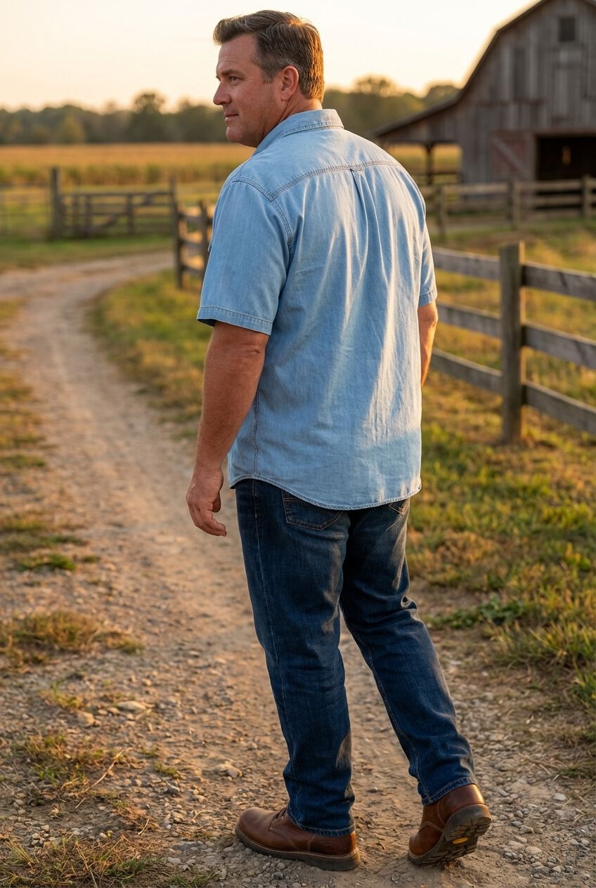 Short Sleeve Denim and Twill Shirt, BLEACH DENIM, alternate image number 2