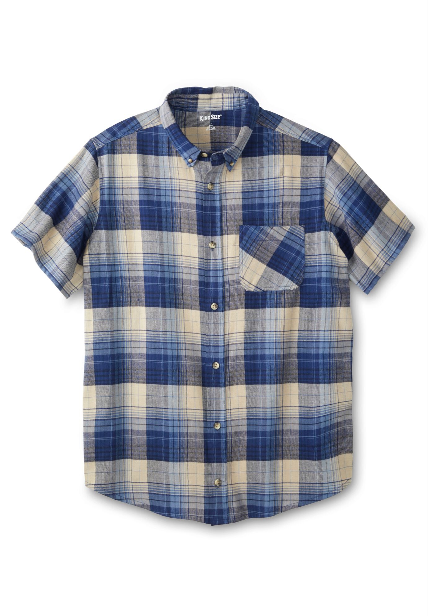  Short Sleeve Flannel Shirt, NAVY PLAID, alternate image number 2