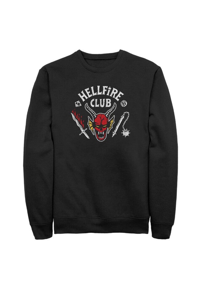 Hellfire Cut Crewneck Fleece Pullover, BLACK, hi-res image number null