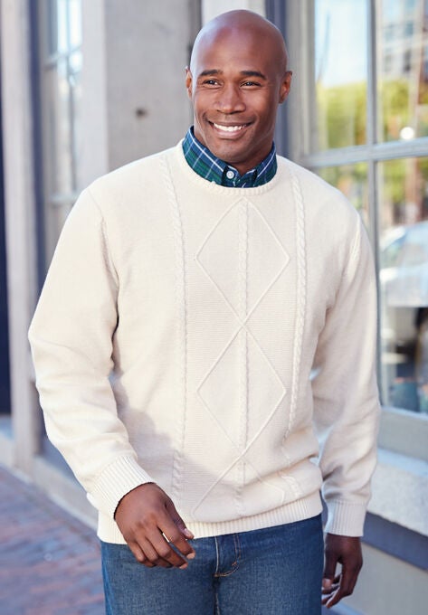 Liberty Blues™ Crewneck Cable Knit Sweater, , alternate image number null