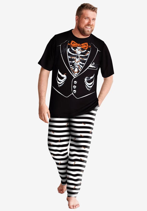 Lightweight Cotton Novelty PJ Set, SKULL TUXEDO, hi-res image number null
