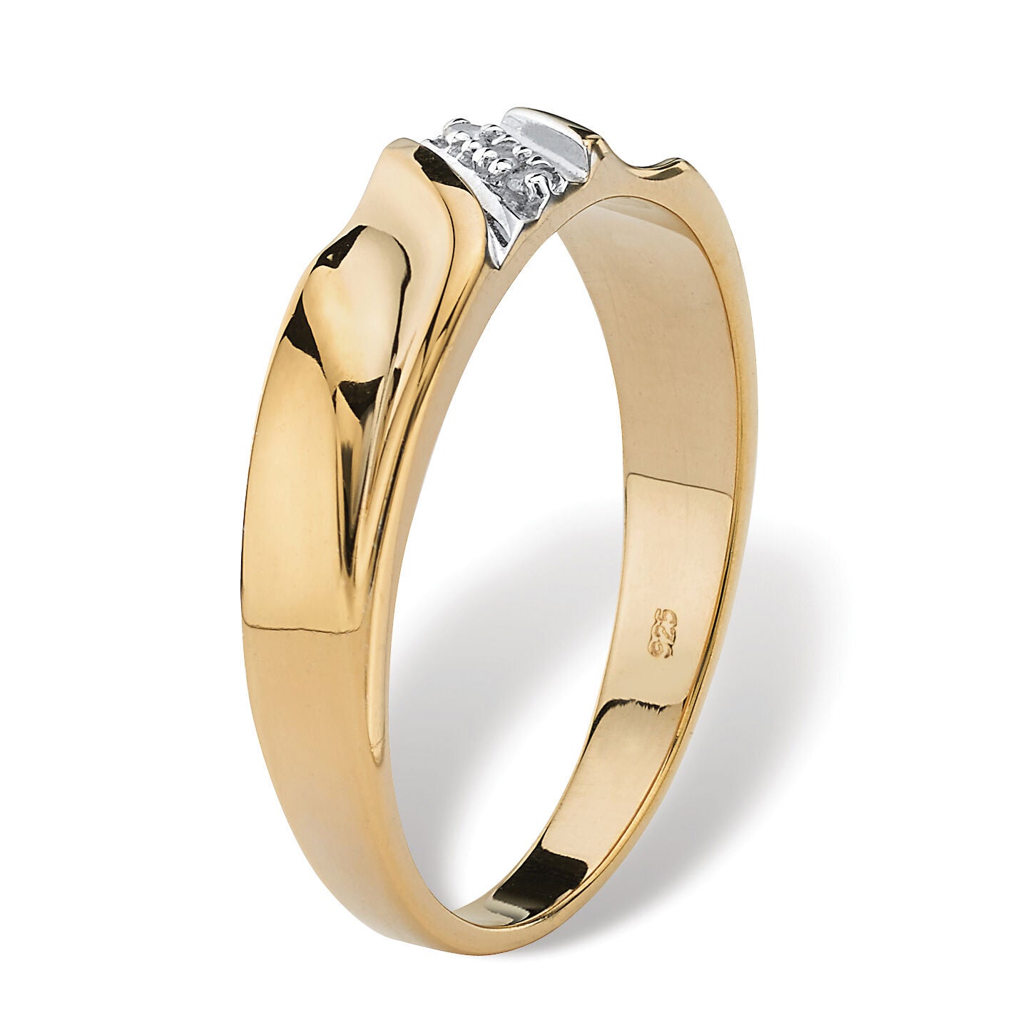 Men&#39;s Diamond Accented Wedding Ring in Gold-Plated Sterling Silver, WHITE, on-hover image number 1