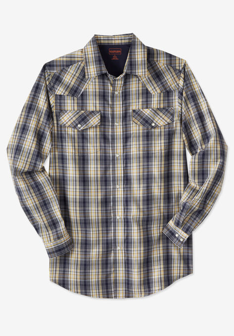 Western Snap Front Shirt, NAVY PLAID, hi-res image number null