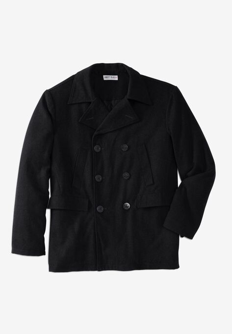 Liberty Blues™ Double-Breasted Wool Peacoat, BLACK, hi-res image number null